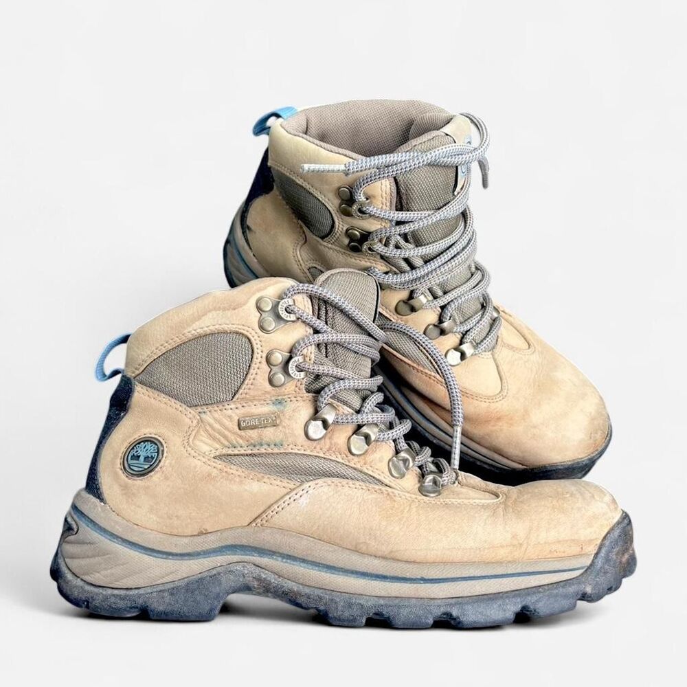 Y2K Gorp Grunge Timberland cream hiking boots